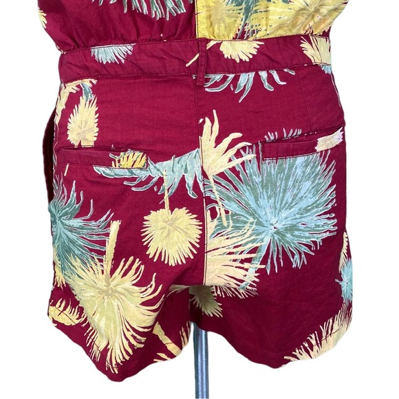 Free People Malibu Red Floral Boho Button Down Romper - Picture 12 of 16